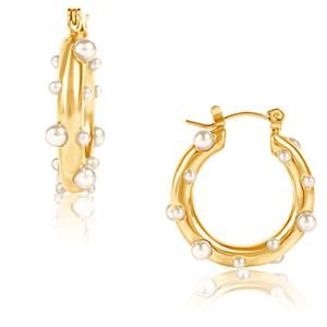 NEW ELLIE VAIL nicoletta pearl hoop earrings in gold